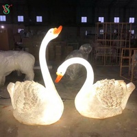 유리 섬유 FRP Led Cisne para la Decoracion al aire libre 3D 동물 섬유 유리 섬유 유리 섬유