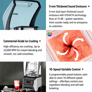 Licuadora Comercial Multifuncional de Alta Potencia con Carcasa Insonorizada para Uso Doméstico, Ideal para Smoothies y Batidos - Product Image 6