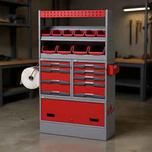 5006 E9 <b>Tool</b> Storage Cabinet Red And Gray With Drawers And Bins For Workshop Organization - Product Image 3