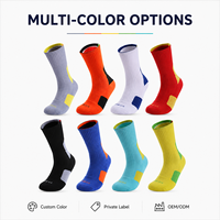 Chaussettes de sport côtelées à logo personnalisé avec patch contrastant, talon et bout renforcés, en coton respirant, pour basketball, course à pied et athlétisme, OEM