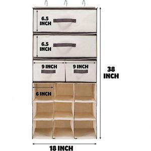 3 <b>Shelf</b> Hanging Closet Organizers Durable Linen Fabric Foldable Shoe Organizers Storage Bag for Wardrobe - Product Image 2