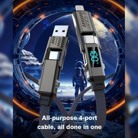 Kabel Data Nylon Pengisian Cepat USB ke Type C dengan Layar Digital 4 in 1 untuk Semua Ponsel