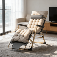 Chaise de plage zéro gravité pliable, chaise longue inclinable réglable avec coussin épais, chaise de plage d'extérieur à structure métallique robuste