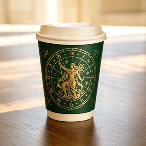 Gobelets à café jetables à double paroi imprimés sur mesure avec des motifs inspirés de la mythologie grecque et des couvercles - Product Image 5