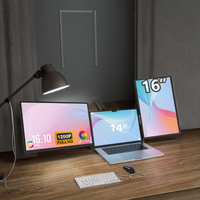 Distributeur en gros d'usine, écran triple pour ordinateur portable de 16 pouces avec panneau IPS, double moniteur LCD 1200P pour ordinateur portable