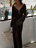 Robe en tricot de plage à dos nu pour femmes sexy à manches longues blanches Service OEM Silhouette de sirène à l'épaule à la mode ÉLÉGANT