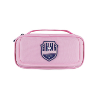 Étui en polyester personnalisé pour enfant, boîte à crayons de grande capacité pour fille, couleur rose, logo personnalisable