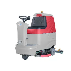KUER 100L Ride-on Scrubber Dryer Driving Type Electric Tile Floor Scrubber Big Floor Cleaner Machine