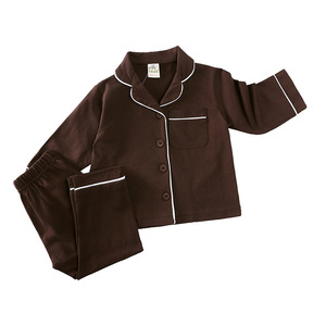 Nueva Llegada, Pijamas para Niños, Venta al por Mayor de Fábrica, Algodón de Color Sólido, Transpirable, Estampado, Conjuntos de Pijamas de Dos Piezas de Manga Larga para Niños y Niñas - Product Image 4