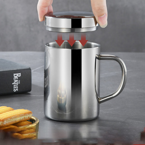 <span class=keywords><strong>Taza</strong></span> de acero inoxidable 304 al por mayor de fábrica <span class=keywords><strong>con</strong></span> tapa, mango resistente al calor, fácil de limpiar, adecuada para café, té y uso en la oficina - Product Image 4