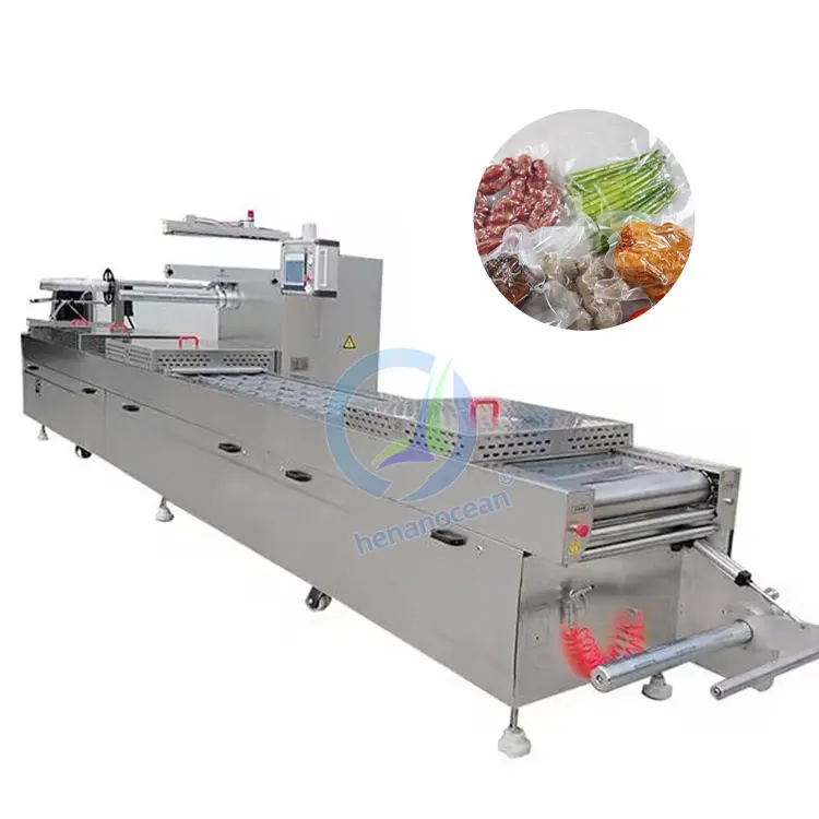 Tray Sealer Frische Lebensmittel Fleisch Fisch Tablett Automatische Vakuum füllung Versiegelung Verpackungs maschine