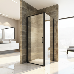 BL-N017F JENBELY Kamar Mandi Pintu Geser Persegi Modern 6mm Kaca Temper Hitam Matt Desain Pivot Tanpa Bingkai Untuk Hotel Bersertifikasi CE - Product Image 4