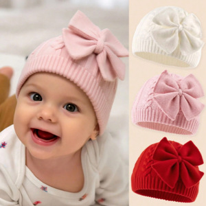 Gorros para Recién Nacidos con Lazo Bonito, Gorro de Punto Cálido para Invierno, Gorros para Bebés Niños y Niñas de 0 a 6 Meses, Regalo - Product Image 1