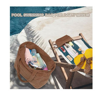 Grand fourre-tout Sac de plage étanche au sable Sac de piscine de plage avec fermeture éclair et poches humides Sac à bandoulière pour professeur de voyage Épicerie