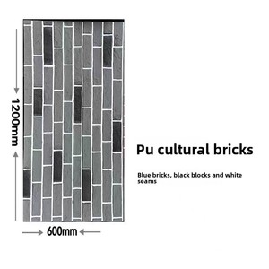 Panel Decorativo de Imitación Piedra, Ladrillo de Cultura de PU Ligero, Impermeable, Fondo Rojo y Azul para Villas - Product Image 2
