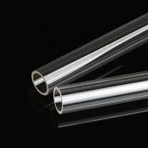 Tubo de prueba de cristal de cuarzo, cristal de cuarzo transparente de gran diámetro, resistente a altas temperaturas, a la venta