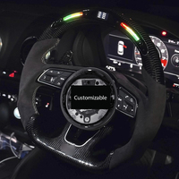Volant sport multifonction en cuir et fibre de carbone à 3 branches avec éclairage LED défilant pour Audi A3/A4/A5/A6/A7