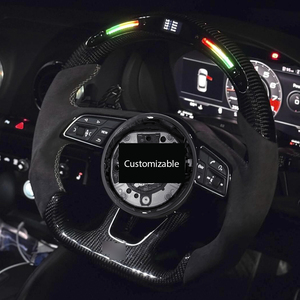 Volante Deportivo Multifunción de Fibra de Carbono y Cuero de 3 Radios con Luz LED Desplazable para <span class=keywords><strong>Audi</strong></span> A3/A4/<span class=keywords><strong>A5</strong></span>/A6/A7 - Product Image 6