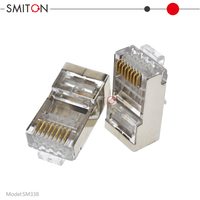 Konektor pass-bar Cat6A terlindung Rg45 Cat6a 8P8C konektor
