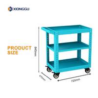Chariot à outils à étagères ouvertes en acier turquoise, chariot de service roulant, étagère utilitaire de garage, organisateur d'atelier mobile avec poignée