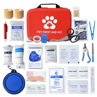 Trousse de premiers secours d'urgence portable grande capacité - Rouge, étanche en EVA pour soins des animaux de compagnie (chien/chat), voyages en plein air et camping