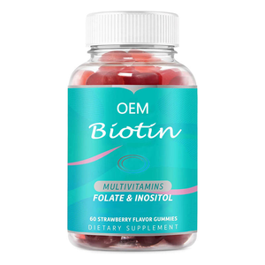 Gomas de biotina veganas orgánicas de etiqueta privada, suplemento saludable para la piel y las uñas del cabello, vitaminas y minerales para el crecimiento del cabello - Product Image 1