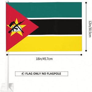 Polyester Mozambique Mozambican Clip Onto Car Window <b>Flag</b> 12X18 with Unbreakable Flex Pole for Country Decoration - Product Image 2