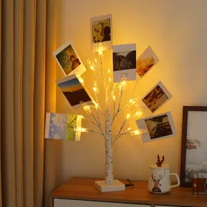 YIZHI USB 전원 크리스마스 휴일 장식 LED 자작 나무 데스크탑 트리 조명 상점/가정에서 축제를위한 클립