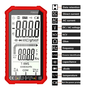 Multímetro Digital Inteligente FS8233 de 1000V 10A con Rango Automático, True RMS, AC/DC, con Funciones de Ohmios, Hz, Capacitancia y REL - Product Image 1