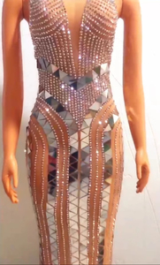 <span class=keywords><strong>Abito</strong></span> <span class=keywords><strong>Trasparente</strong></span> a Rete per Donna, Costume <span class=keywords><strong>da</strong></span> Ballo Senza Maniche con Paillettes e Strass, Vestito Lungo fino al Ginocchio - Product Image 6