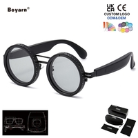 Lunettes de soleil polarisées rondes à changement de couleur réglables Boyarn, lunettes intelligentes AI permettant de passer des appels téléphoniques / d'écouter de la musique