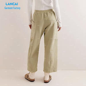 กางเกงขาตรงลำลองของผู้หญิงกางเกงผ้าฝ้ายกันลมมีกระเป๋าแบบเย็บติด - Product Image 2