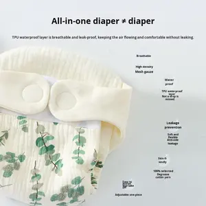 Pañales de Tela <span class=keywords><strong>para</strong></span> Bebé, Suaves, Absorbentes, Impermeables, Transpirables, Lavables, de Algodón Puro, Pantalones de Entrenamiento <span class=keywords><strong>para</strong></span> Recién Nacidos - Product Image 1