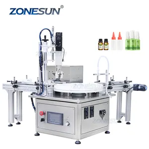 ZONESUN-máquina automática de llenado y tapado de aceite esencial, frasco pequeño de vidrio líquido, reactivo, con cinta transportadora