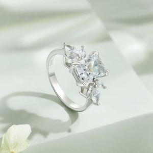 Bagues de fiançailles Dylam 3CT en argent sterling 925 pour femmes, bagues de promesse à taille radiant pour elle, alliances en zircone cubique 8A CZ - Product Image 3