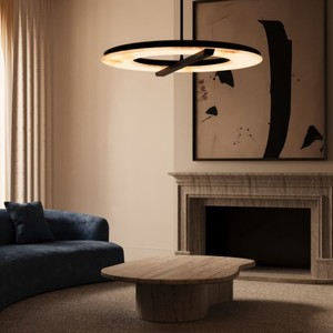 Lampe suspendue ronde moderne noire à LED E27 avec interrupteur pour salle à manger, chambre à coucher, salon, éclairage décoratif - Product Image 3