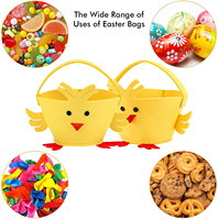 Poulet mignon imprimé Paniers en feutre de Pâques Hot Kids Treat Stockage de bonbons Paniers de jouets en peluche pour Pâques Fournitures de vacances décoratives