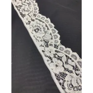 2023 encaje floral de nailon de algodón de moda 8cm de fábrica para prendas de vestir