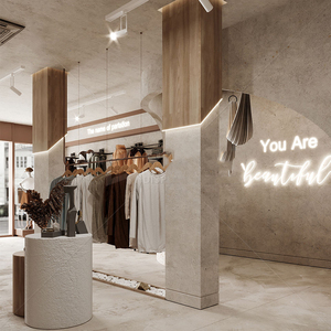 Système d'étagères de présentation intérieure pour magasin de vêtements, mobilier de vente au détail, étagères, rails suspendus, armoires de rangement pour boutique de vêtements - Product Image 2