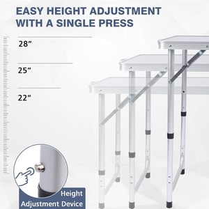 Portable Lightweight Aluminum Outdoor <strong>Table</strong> 3 Height Adjustable <strong>Camping</strong> <strong>Table</strong> <strong>Storage</strong> for Indoor Beach Picnic BBQ Hiking Blue - Product Image 5