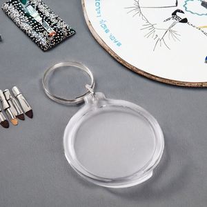 Cadre photo rond transparent personnalisé en acrylique avec porte-clés en métal DIY, pendentif porte-clés en plastique pour cadeau promotionnel - Product Image 3