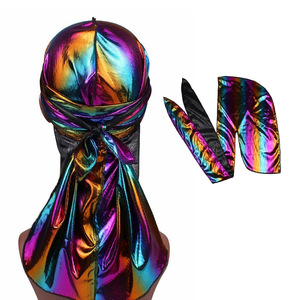 Durag Holográfico Degradado, Gorro Pirata Brillante y Sedoso, Pañuelo para la Cabeza con Cola Larga Estilo Hip Hop, Venta al Por Mayor - Product Image 1