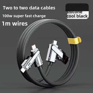 超快速充电2合2聚氯乙烯编织屏蔽电缆120瓦锌合金4合1，用于C型USB - Product Image 4