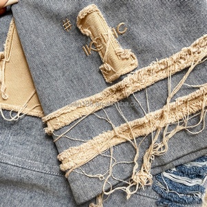 Chemise en jean personnalisée de haute qualité, délavée à l'acide, avec broderie et patchs, en denim épais, col en V, coupe oversize, manches courtes - Product Image 5