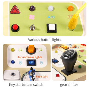Tableau d'activités en bois personnalisable avec éclairage LED, volant analogique, circuit sensoriel pour bébés, jouets Montessori pour enfants, tout-petits, garçons et filles - Product Image 3