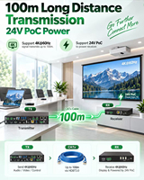 Commutateur KVM 4x2 sans soudure avec vue multiple et HDBT3.0 via bouton et télécommande IR, commutateur audio-vidéo pour conférence