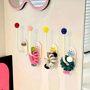 Ensemble d'organisateurs muraux pliables multifonctionnels amusants avec 4 crochets en plastique mignons pour salle de bain, cuisine, armoire - Grande capacité - Product Image 6