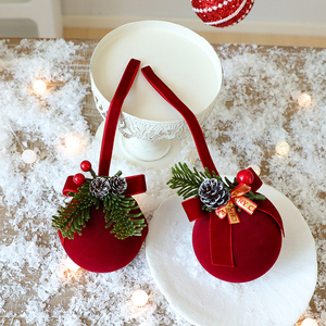 Cloche de Noël ronde en plastique rouge, décoration festive suspendue, ornements, pendentif pour Noël, décoration de fête de Noël - Product Image 3