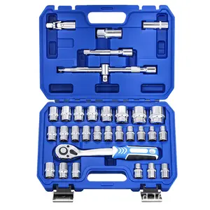 32-piece factory source 72 tooth bent handle ratchet socket wrench set/slider connecting rod tool