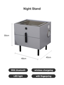 Mesita de noche pequeña, cerradura inteligente con huella dactilar, desbloqueo, estilo moderno, mesita de noche de madera maciza, mesita de noche con cajón - Product Image 4